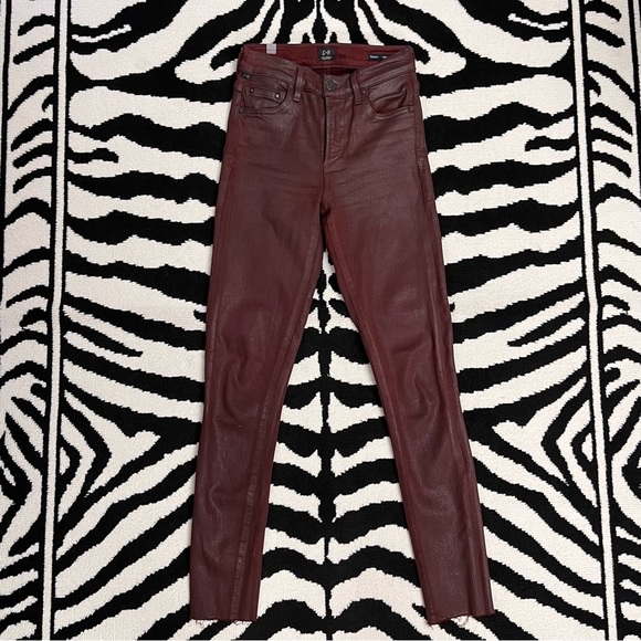 CITIZENS OF HUMANITY | Rocket High Rise Skinny Jeans Waxed Burgundy Red Size 25 - Picture 8 of 10